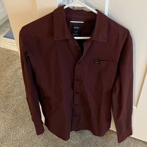 RVCA Burgundy Long Sleeve Shirt